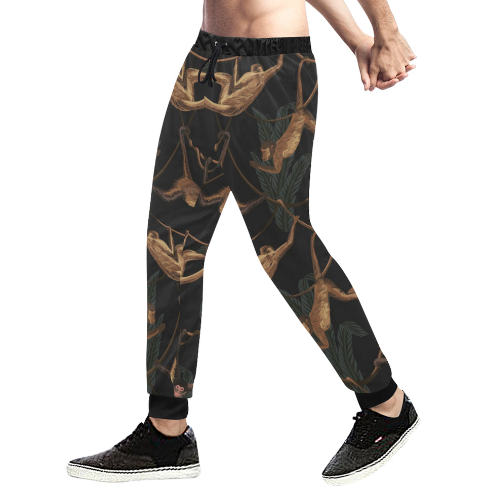 Monkey Pattern Black Background Unisex Casual Sweatpants