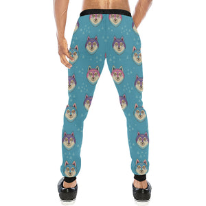 Siberian Husky Head Pattern Unisex Casual Sweatpants