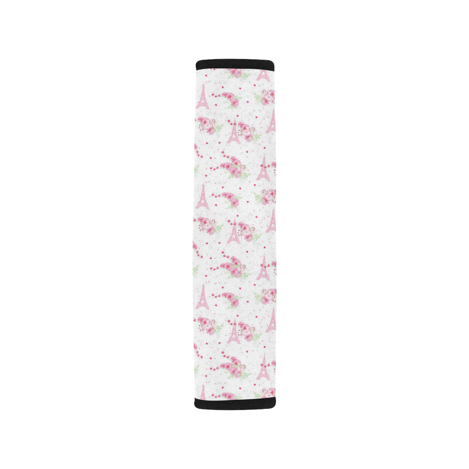 Eiffel Tower Pink Theme Pattern Print Design 05 Car Seat Belt Cover