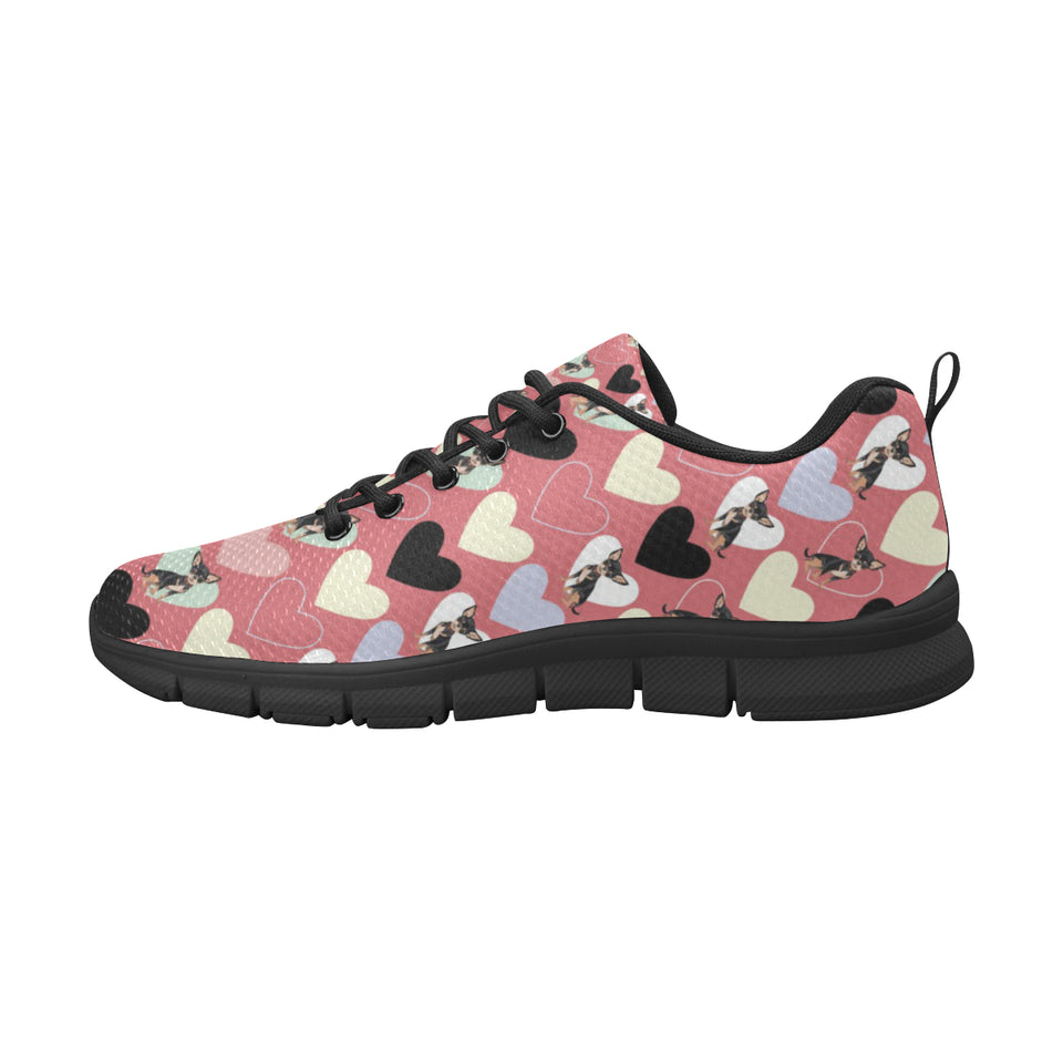 Chihuahua Heart Pink Pattern Men's Sneakers Black