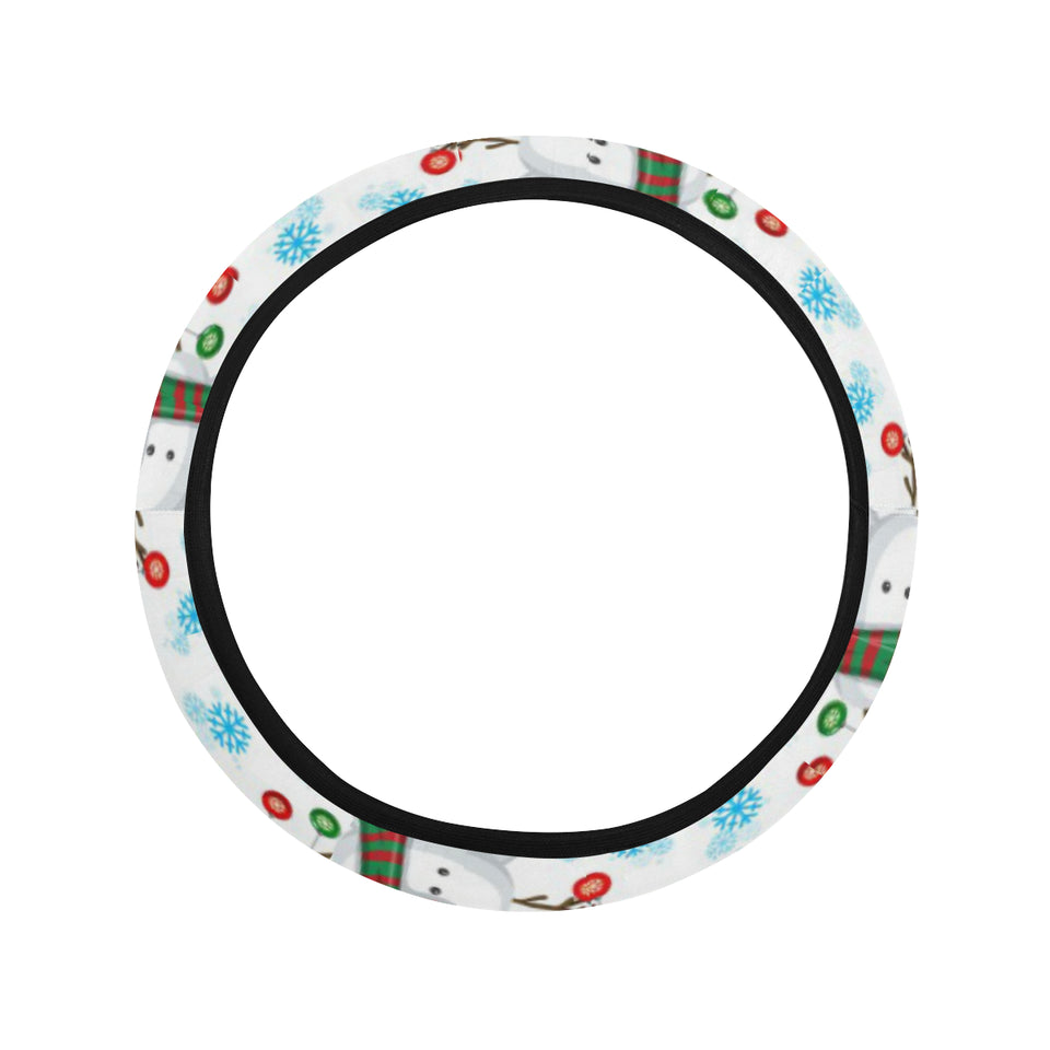Snowman Pattern Background Car Steering Wheel Cover