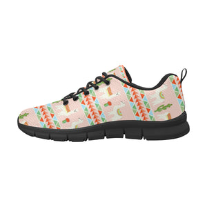 Llama Cactus Pattern background Men's Sneakers Black