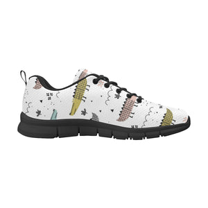 Cute Crocodile Pattern Men's Sneakers Black