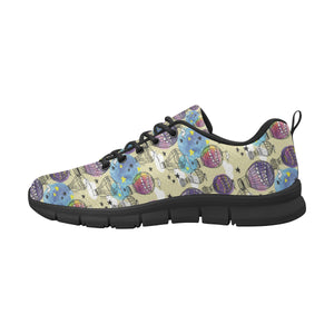 Hot Air Balloon Water Color Pattern Men's Sneakers Black