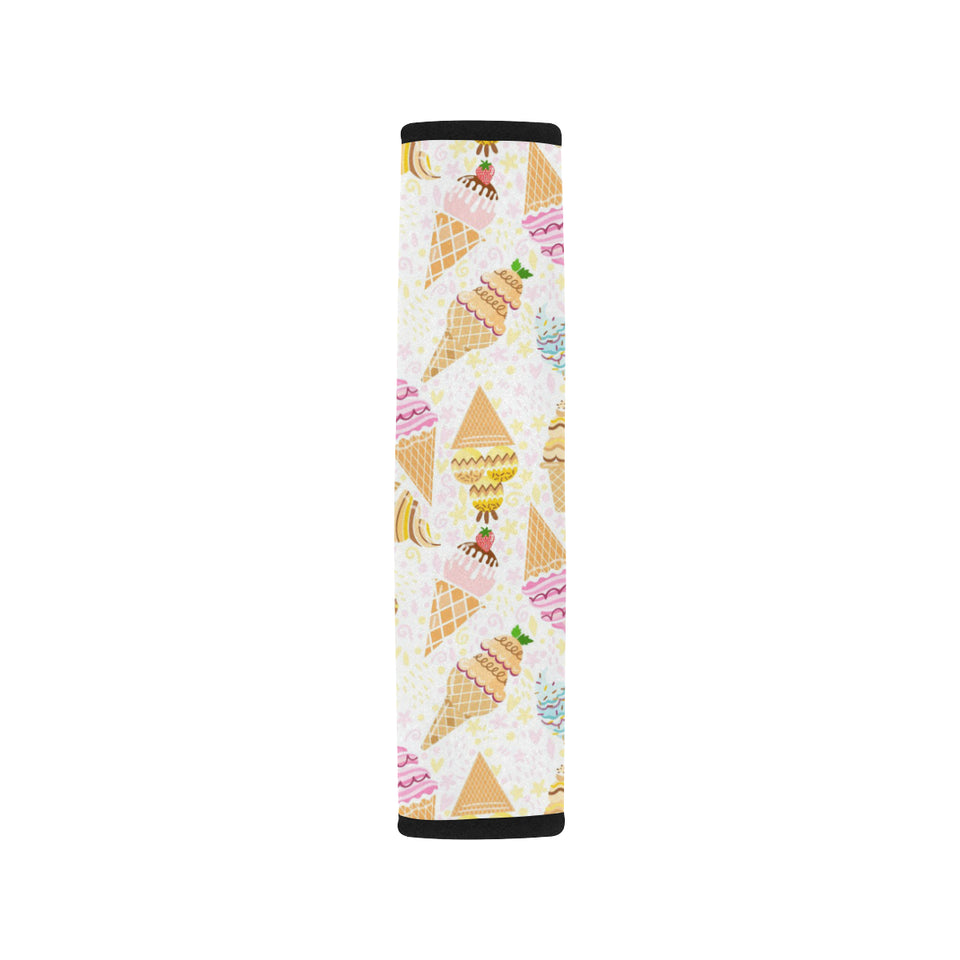 Ice Cream Cone Pattern Background Car Seat Belt Cover