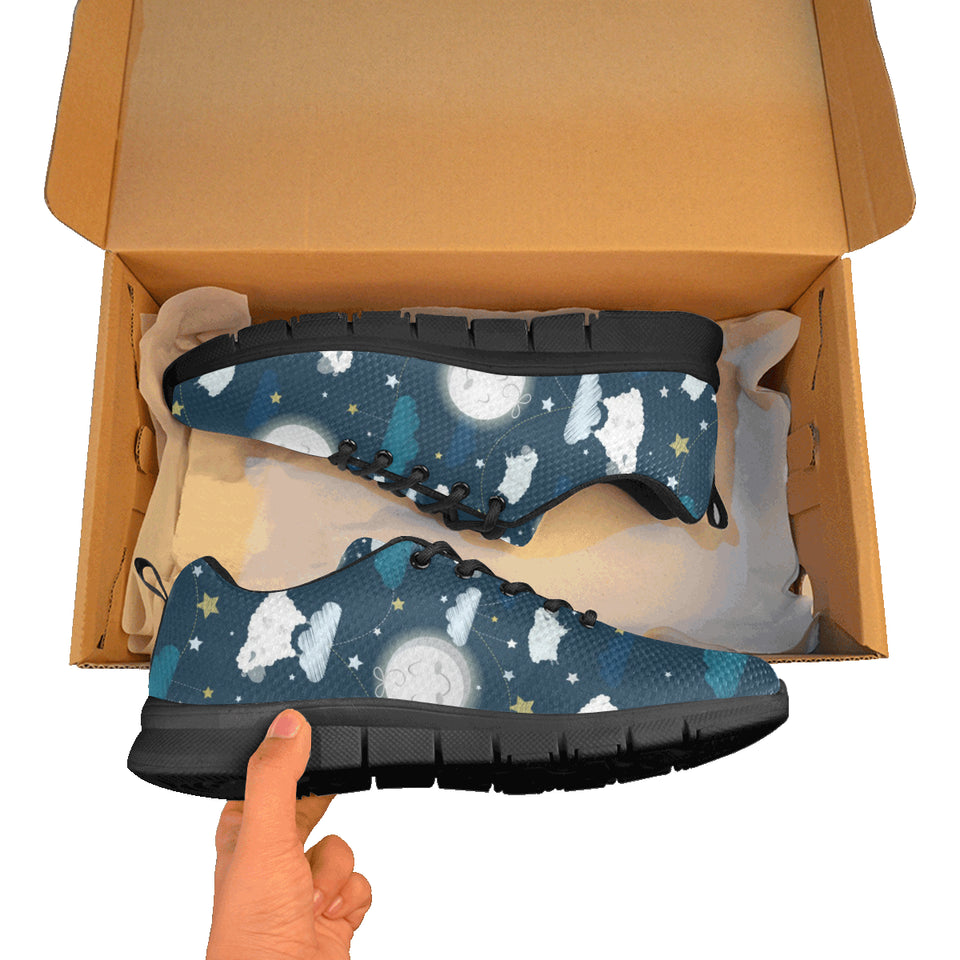 Sheep Playing Could Moon Pattern Men's Sneakers Black