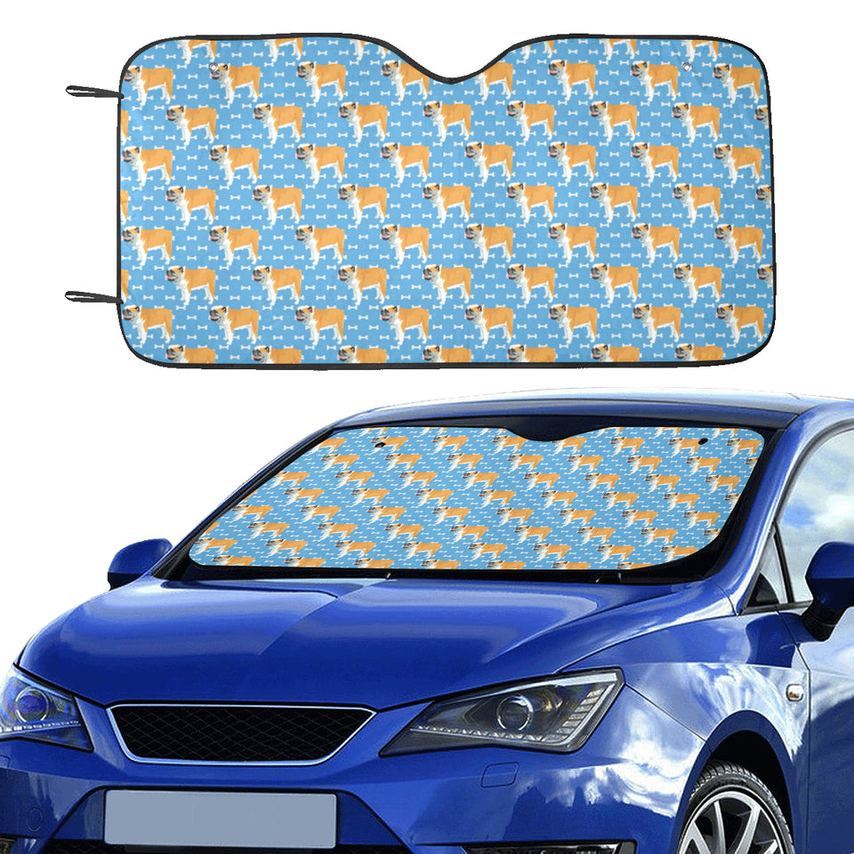 English Bulldog Pattern Print Design 04 Car Sun Shade