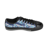 Whale Starfish Pattern Men's Low Top Canvas Shoes Black