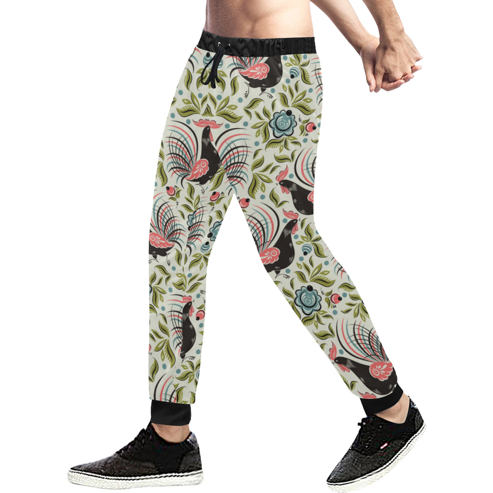 Rooster Chicken Leaves Pattern Unisex Casual Sweatpants