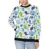 Whale Stripe Dot Pattern Women's Crew Neck Sweatshirt