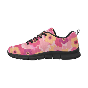 Pink Camo Camouflage Flower Pattern Men's Sneakers Black