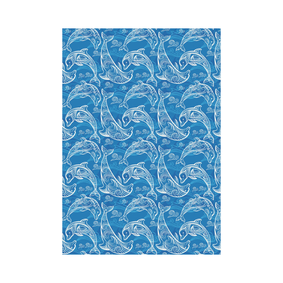 Dolphin Tribal Blue Pattern House Flag Garden Flag