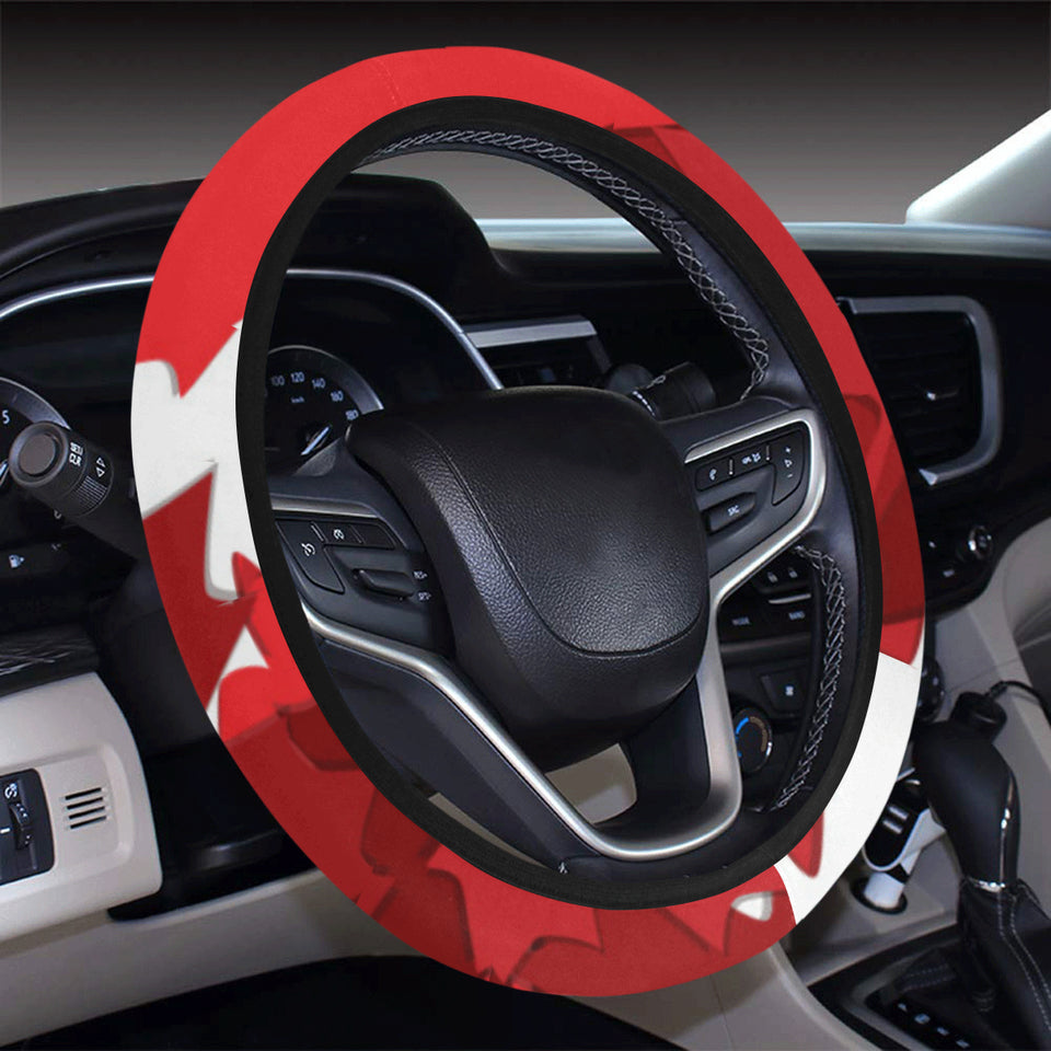 Canadian Maple Leaves Pattern Car Steering Wheel Cover