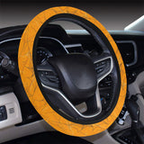 Cobweb Spider Web Pattern Orange Background Car Steering Wheel Cover