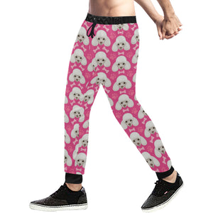 Poodle Pattern Pink background Unisex Casual Sweatpants