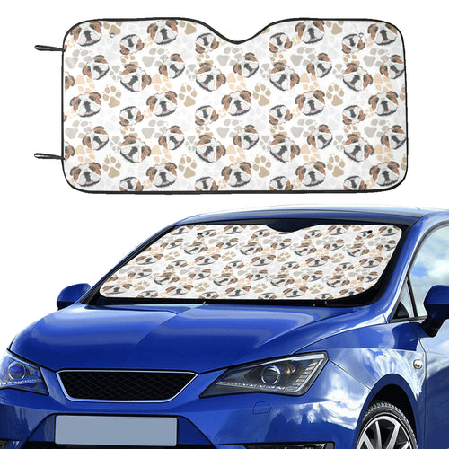 English Bulldog Pattern Print Design 01 Car Sun Shade