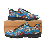 Suger Skull Rose Pattern Men's Sneakers Black