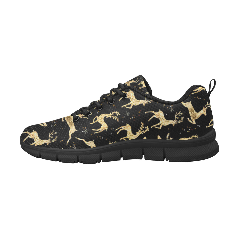 Gold Deer Pattern Men's Sneakers Black