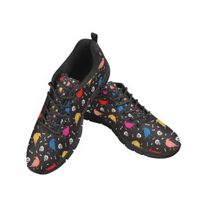 Colorful Crow Pattern Men's Sneakers Black