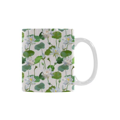 Lotus Waterlily Pattern Classical White Mug (FulFilled In US)