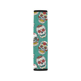 Suger Skull Pattern Green Background Car Seat Belt Cover