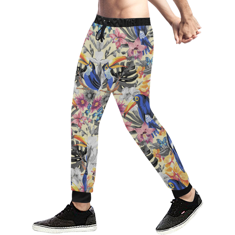 Toucan Leaves Flower Pattern Unisex Casual Sweatpants