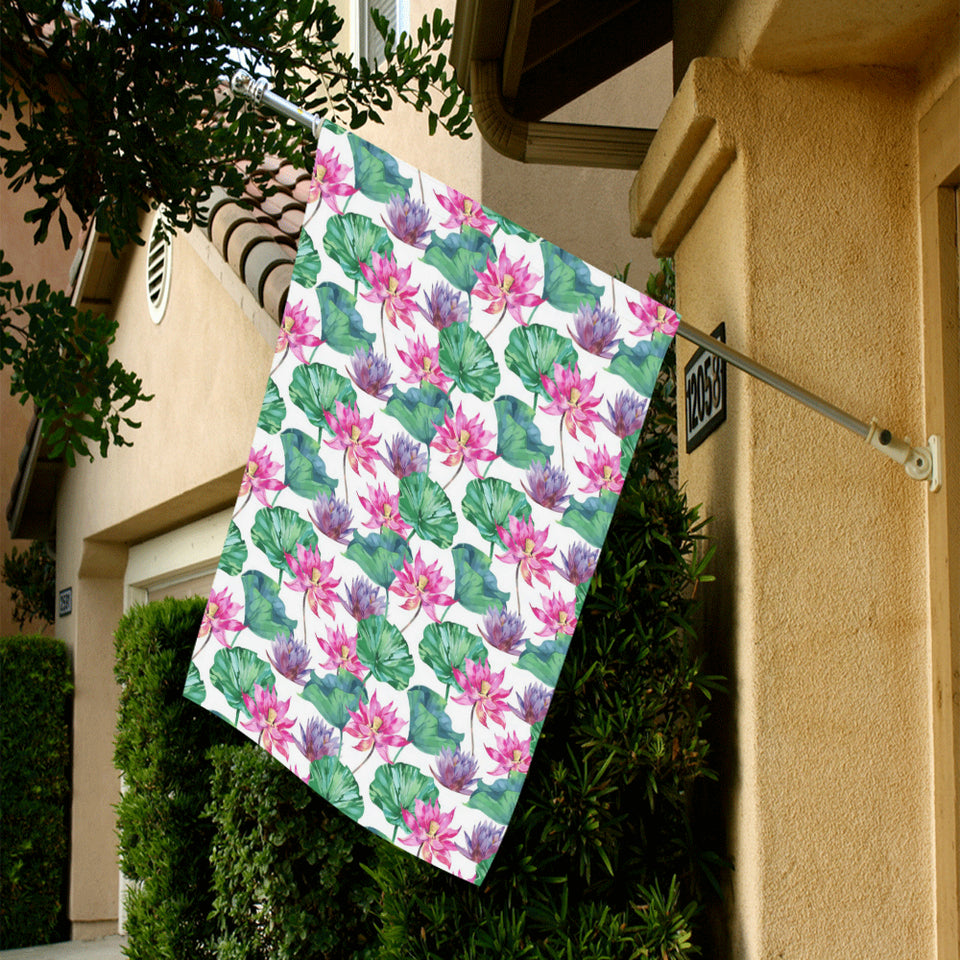 Pink Lotus Waterlily Pattern House Flag Garden Flag