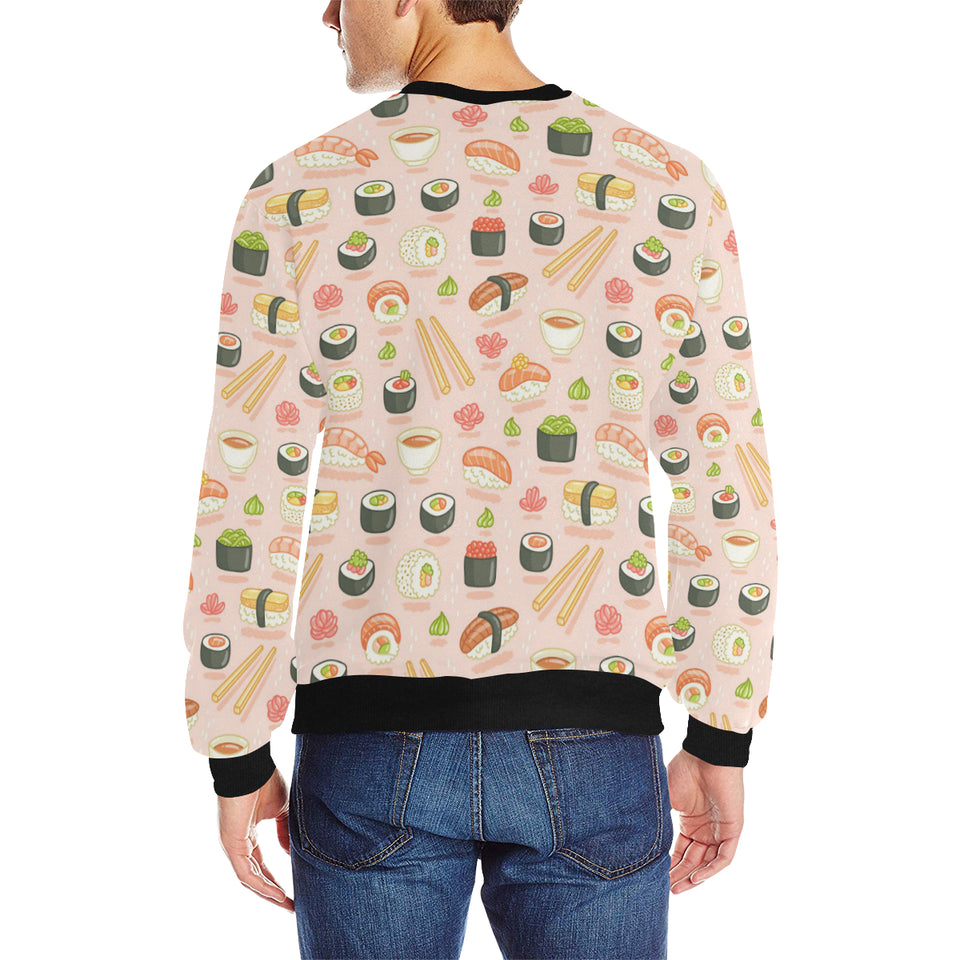 Sushi Pattern Background Men's Crew Neck Sweatshirt
