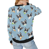 Cute Boston Terrier Pattern Women's Crew Neck Sweatshirt