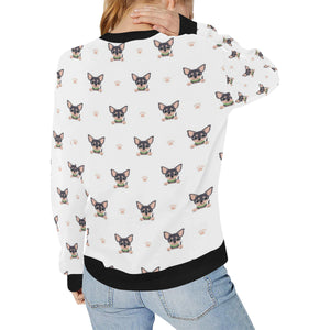 Cute Chihuahua Paw Pattern Women's Crew Neck Sweatshirt