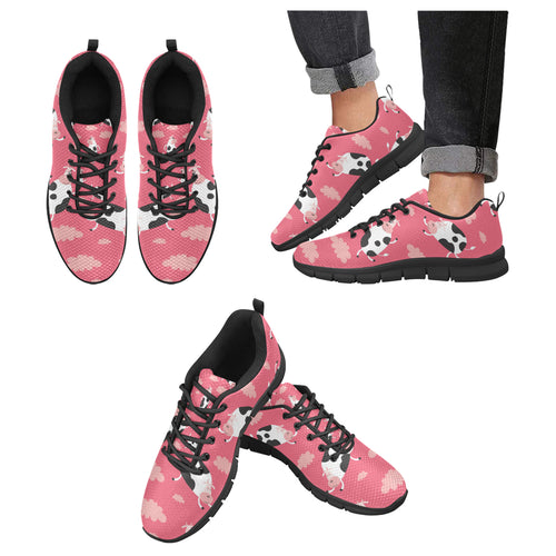 Cow Pattern Pink Background Men's Sneakers Black