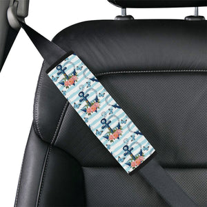 Anchor Flower Blue Stripe Pattern Car Seat Belt Cover