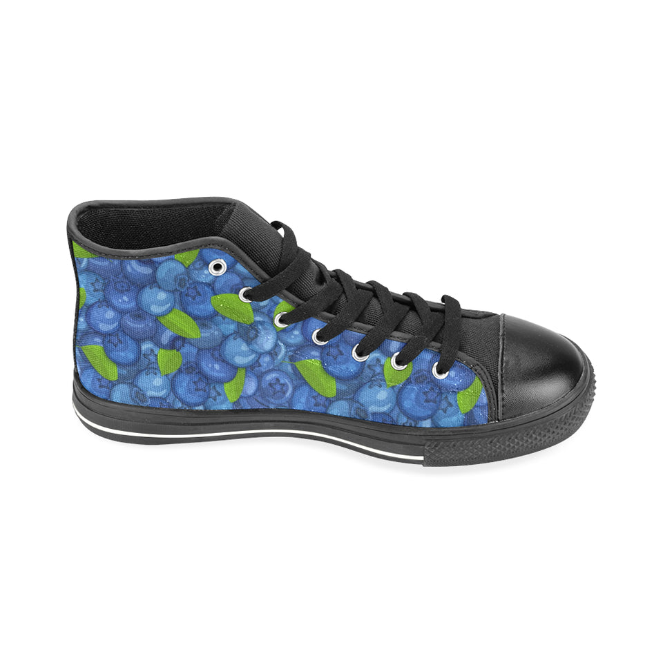 Blueberry Pattern Background Men's High Top Canvas Shoes Black