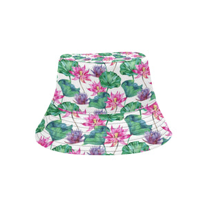 Pink Lotus Waterlily Pattern Unisex Bucket Hat