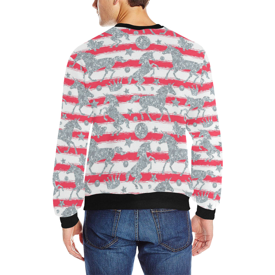 Unicorn Silver Pattern Men's Crew Neck Sweatshirt