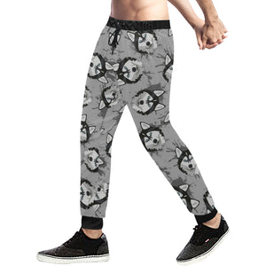 Siberian Husky Pattern Theme Unisex Casual Sweatpants