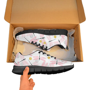 Pink Dragonfly Pattern Men's Sneakers Black