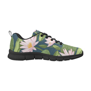 Lotus Waterlily Pattern background Men's Sneakers Black