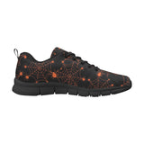 Orange Cobweb Spider Web Pattern Men's Sneakers Black