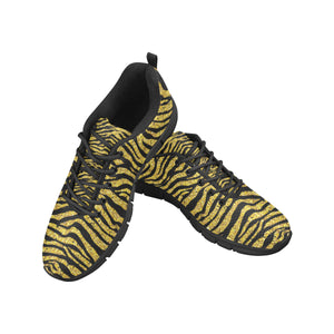 Gold Bengal Tiger Pattern Men's Sneakers Black