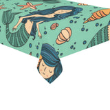 Mermaid Pattern Green Background Tablecloth