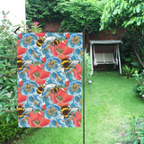 Bee Red and Blue Hibiscus Pattern House Flag Garden Flag