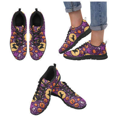 Halloween Pumpkin Witch Pattern Women's Sneakers Black