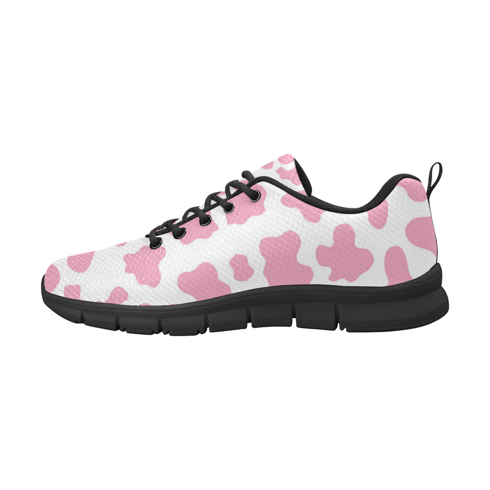 Pink Cow Skin Pattern Men's Sneakers Black