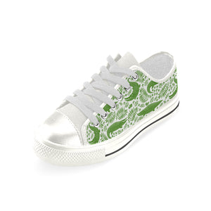 Crocodile Pattern Women's Low Top Canvas Shoes White