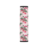 Red Pink Orchid Hibiscus Pattern Car Seat Belt Cover