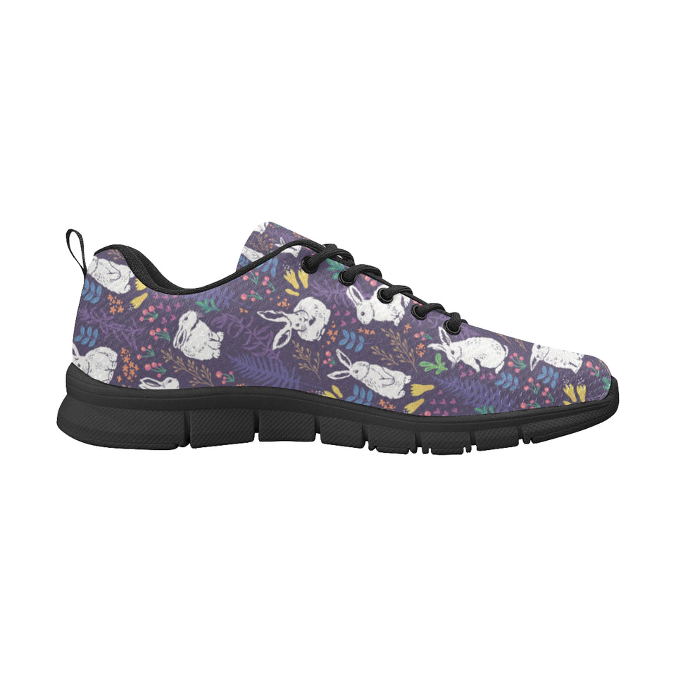 Rabbit Leaves Pattern Men's Sneakers Black