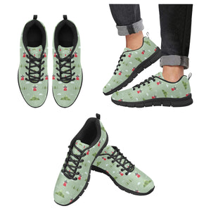 Windmill Green Pattern Men's Sneakers Black