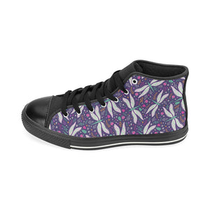 Cute Dragonfly Pattern Women's High Top Canvas Shoes Black