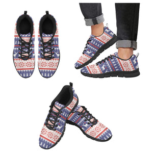 Deer Sweater Printed Pattern Men's Sneakers Black